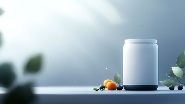A functional food product in a futuristic kitchen, showcasing bold adaptogeninfused snacks