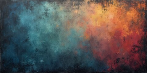Obraz premium Crimson & Teal Abstract: A captivating blend of deep teal and fiery crimson hues creates a dramatic, textured abstract painting. Perfect for adding depth and emotion to your designs. 