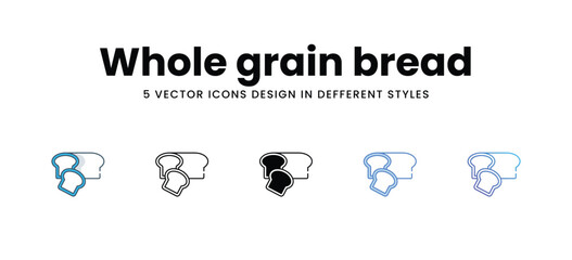 Whole grain bread icons in different style vector stock illustration