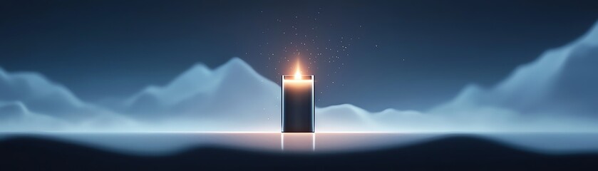 A glowing futuristic beauty display for a techforward cosmetic brand