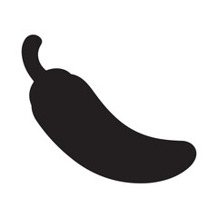 Simple Black Silhouette of a Chili Pepper vector on white background 