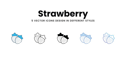 Strawberry icons in different style vector stock illustration