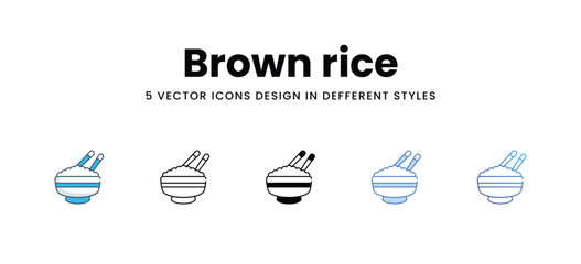 Brown rice icons in different style vector stock illustration