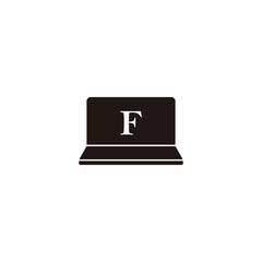 Letter F in laptop geometric symbol simple logo vector