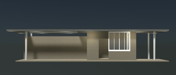 3D illustration of security booth