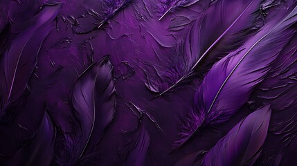 Ornate vibrant purple feathers drift across a rich textured backdrop creating a luxurious festive Mardi Gras ambiance with elegance and charm