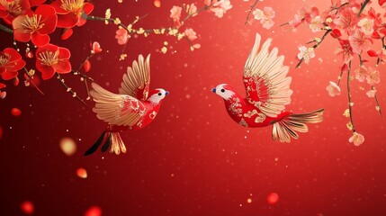 Red Birds in Blossom: A Symbol of Love and Spring
