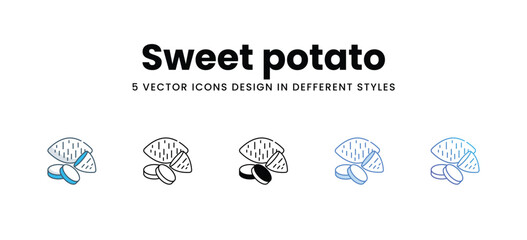 Sweet potato icons in different style vector stock illustration