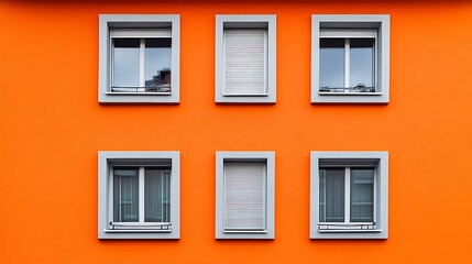 Fototapeta premium Minimal Aesthetic of Orange facade panels for exterior cladding