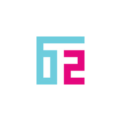 Obraz premium Number 62 square geometric symbol simple logo vector