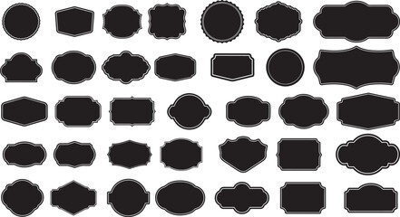 Collection of Vintage Style Blank Labels  Vector on white background, vintage shape, vintage vector label.