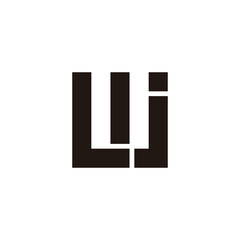 Letter L, j and U square geometric symbol simple logo vector
