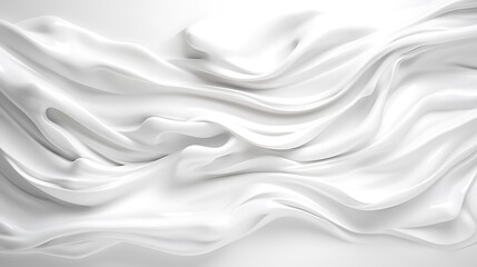 Abstract white fabric waves, flowing elegant silk-like texture background.