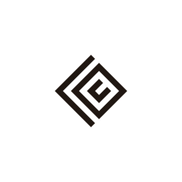 recommend clip art: Letter c, o and U square, elegant geometric symbol simple logo vector