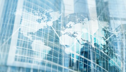 World map on abstract background. Mixed Media concept