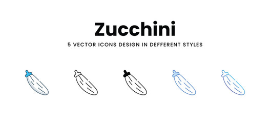 Zucchini icons in different style vector stock illustration