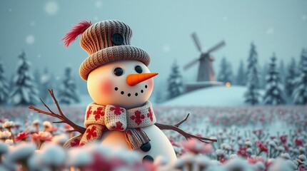 snowman on the snow