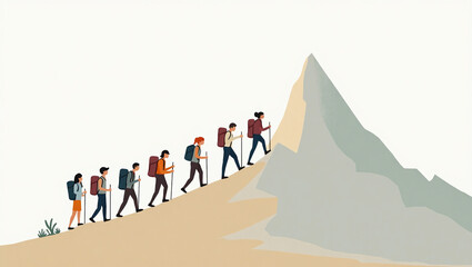 A group of friends hiking on a mountain trail