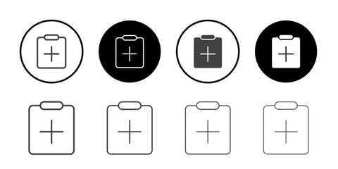 Add clipboard icon Thin outline art symbol