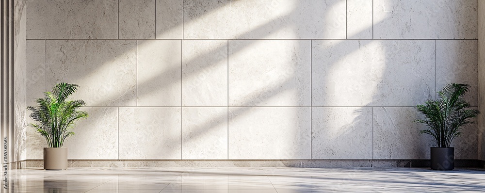 Aufkleber sunlight illuminating empty lobby with plants