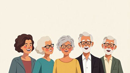 A portrait of elderly friends from different background