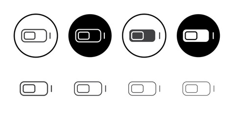 Battery half icon Thin outline art symbol
