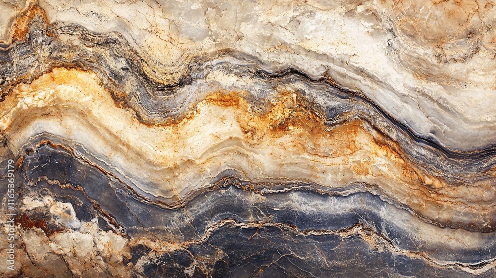 Aufkleber Natural marble texture creating abstract wavy pattern with gray and gold colors