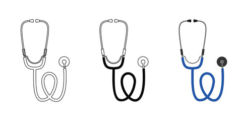 stethoscope set design, medical and health equipment, editable vector eps 10.