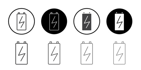 Charging battery icon Thin outline art symbol