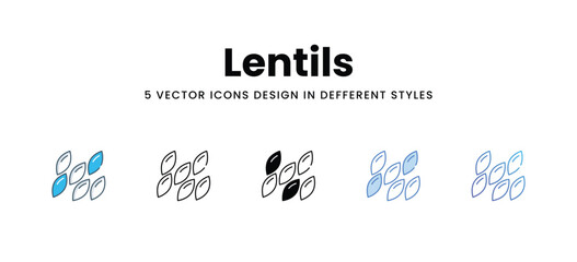 Lentils icons in different style vector stock illustration