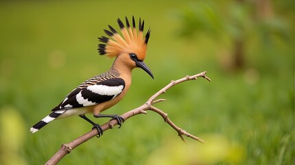 Hoopoe Bird Perched on Branch