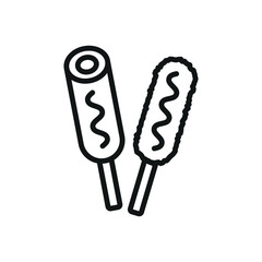 Corn Dog Food Icon features a fun and appetizing design, perfect for representing snack stands, fast food, or carnival treats