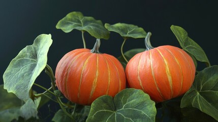 Two Pumpkins on a Vine, A Symbol of Fall's Bounty