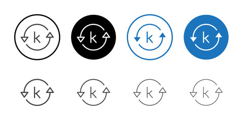 K sync icon Thin outline art symbol