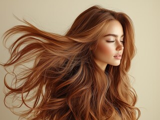 Fototapeta premium Beautiful Hair swinging head from side to side with long perfect healthy lovely shiny hair