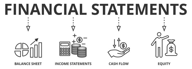 Banner financial statements concept vector illustration