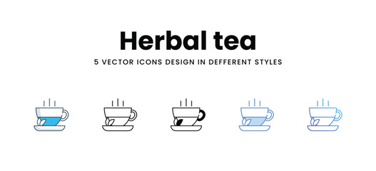 Herbal tea icons in different style vector stock illustration