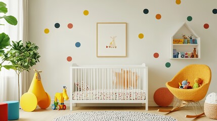 Cozy nursery bedroom with furniture and soft decor