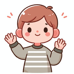 vector image of little boy waving