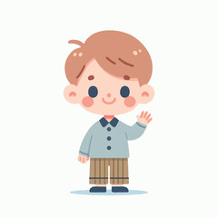 vector image of little boy waving