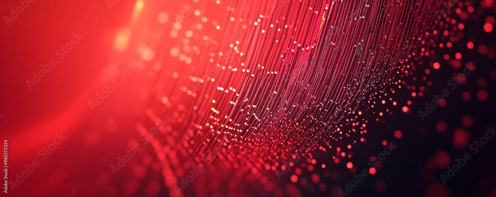 Leinwandbilder Red strings creating digital matrix effect with bokeh