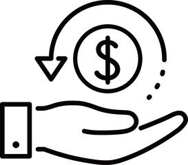 手と通貨によるキャッシュバックアイコン