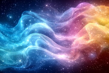 Obraz premium Celestial Waves of Light and Stardust Flowing