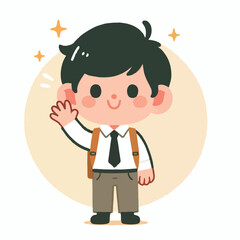 vector image of little boy waving