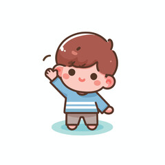 vector image of little boy waving