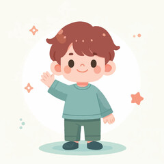 vector image of little boy waving