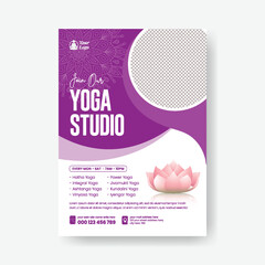 Yoga Studio a4 size vertical print Poster editable template, yoga and beauty spa salon print ready poster leaflet brochure cover design , modern Flyer for Advertisements