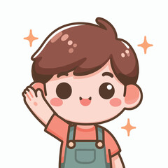 vector image of little boy waving
