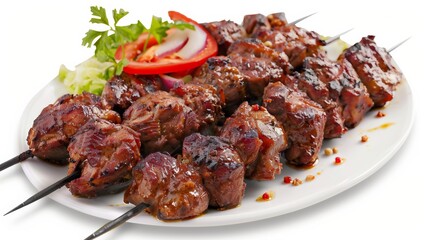 Fototapeta premium photograph of PNG, Tasty BBQ meat isolated on white background