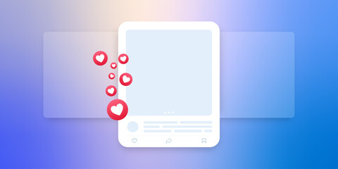 Social media mock up collection. Colorful social media interface.